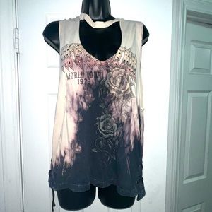 Affliction cut out tank top